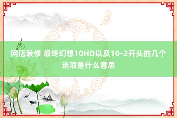 网店装修 最终幻想10HD以及10-2开头的几个选项是什么意思