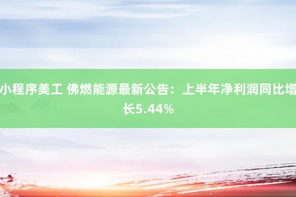 小程序美工 佛燃能源最新公告：上半年净利润同比增长5.44%