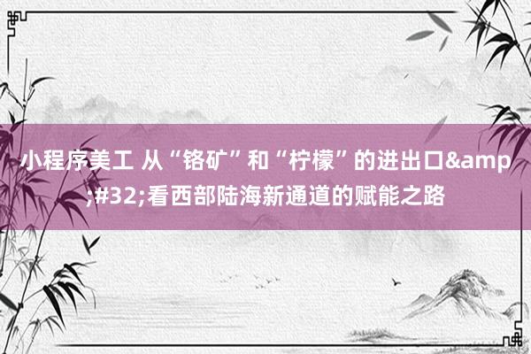 小程序美工 从“铬矿”和“柠檬”的进出口&#32;看西部陆海新通道的赋能之路