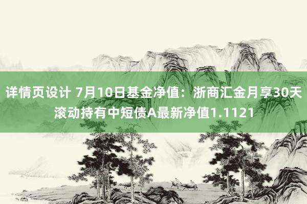 详情页设计 7月10日基金净值：浙商汇金月享30天滚动持有中短债A最新净值1.1121