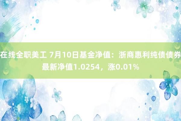 在线全职美工 7月10日基金净值：浙商惠利纯债债券最新净值1.0254，涨0.01%